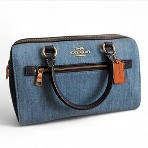 💙RARE COLORWAY💙 NWT ~ Coach Rowan Satchel (Style C8584) in the IM/Denim Multi